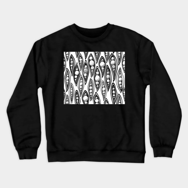 hand-painted black and white pea pods Crewneck Sweatshirt by colorofmagic